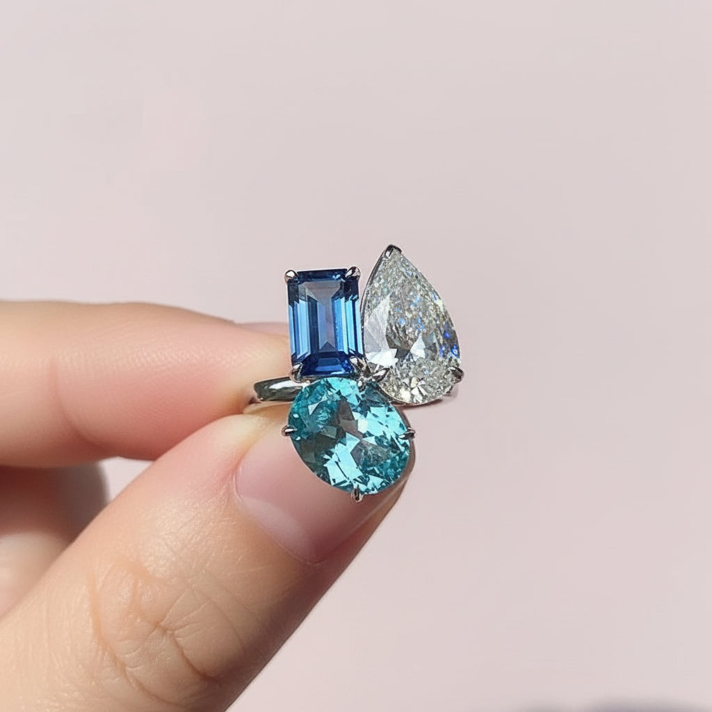 Zircon Water Droplet Ring