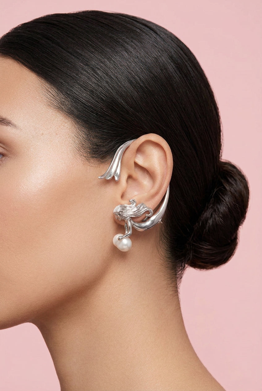 Surrealist Mermaid Pearl Ear Cuff