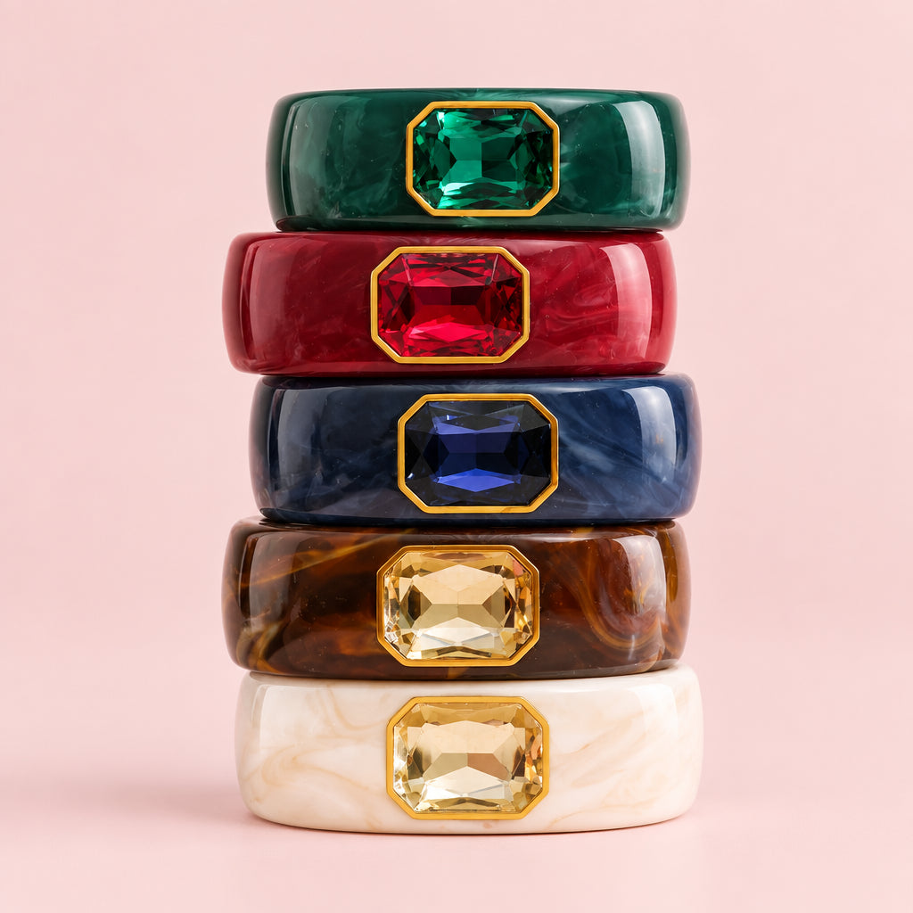 Square Crystal Statement Chunky Bangle