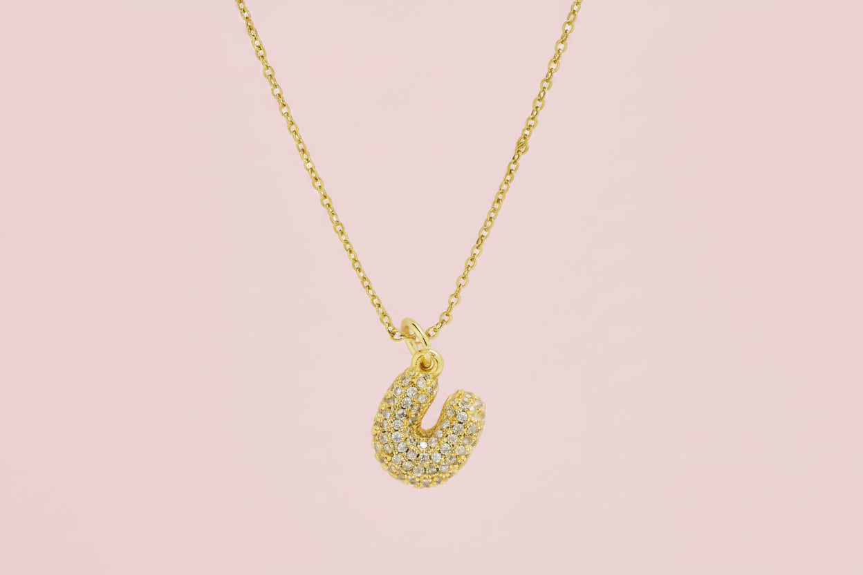 Zircon Initial Alphabet Pendant Necklace