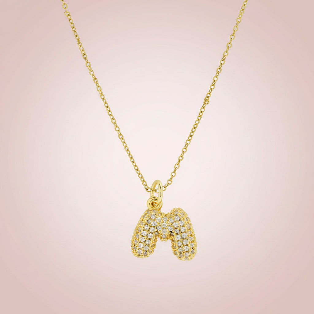 Zircon Initial Alphabet Pendant Necklace
