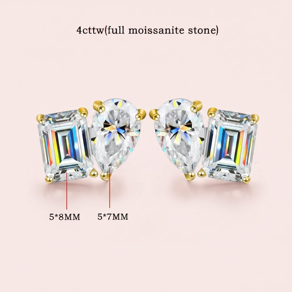 Pear & Emerald Cut Lab Diamond Earrings