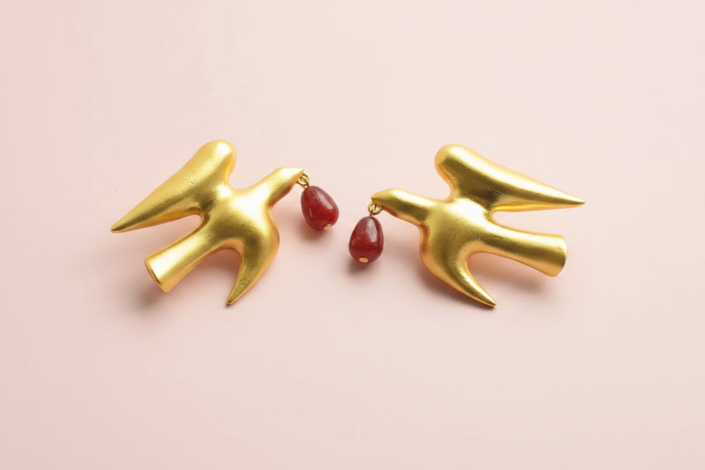 Dove Bird Stone Earrings