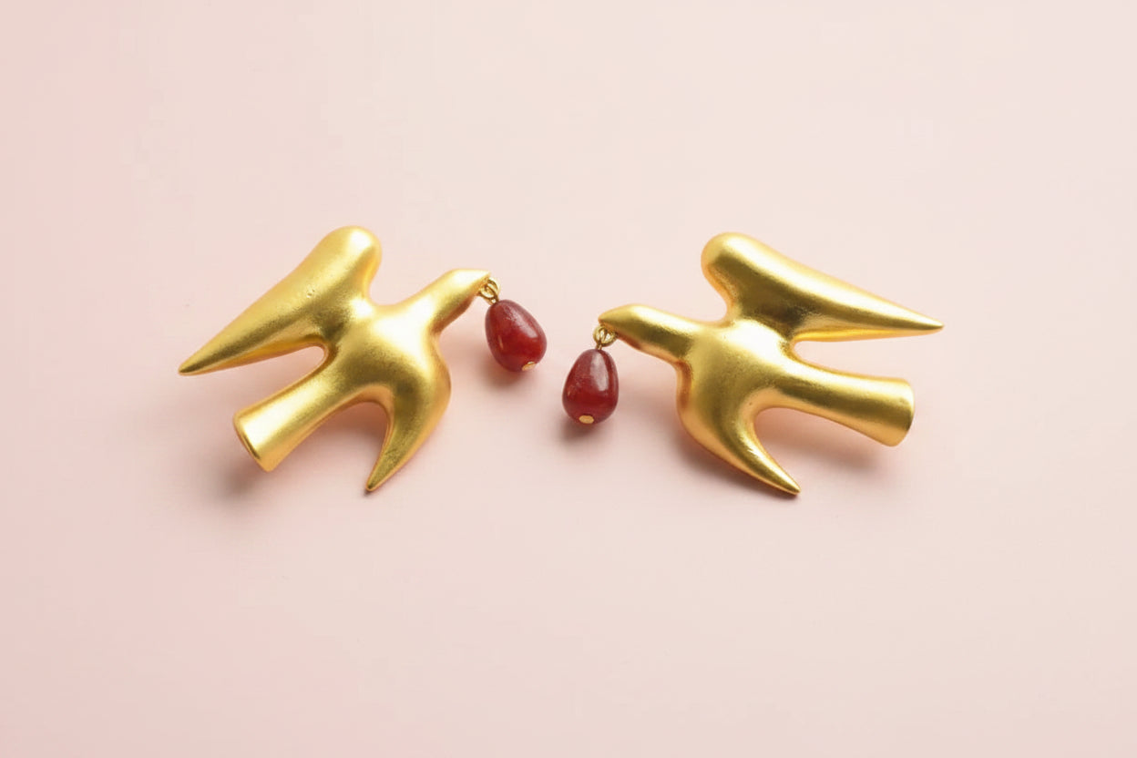 Dove Bird Stone Earrings