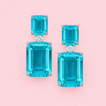 Lab Tourmaline Blue Square Earrings