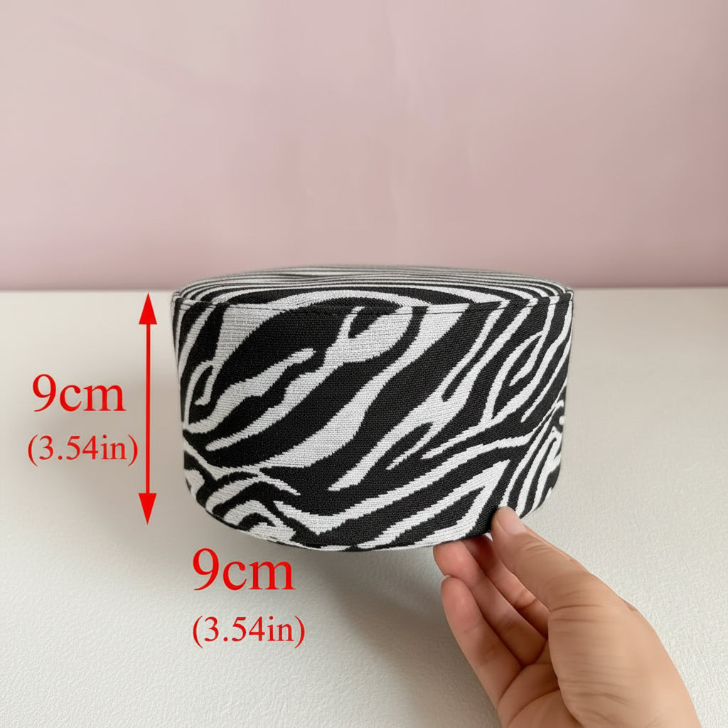 Zebra Print Wool Pillbox Beret Hat