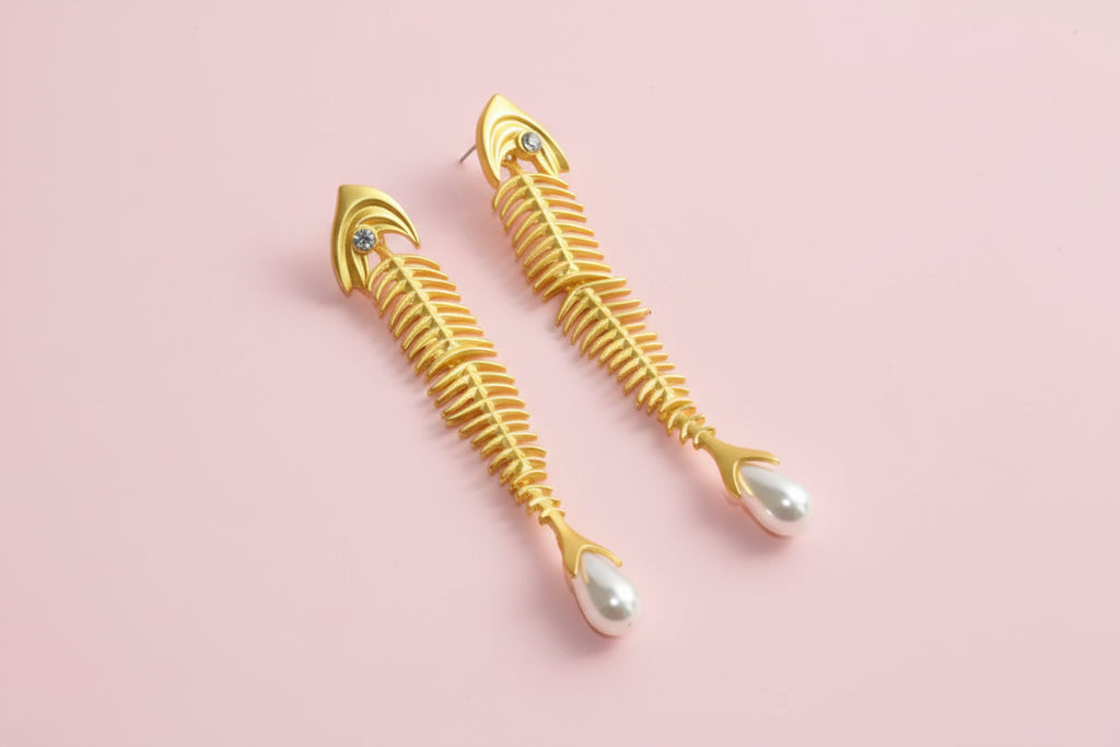 Statement Fish Bone Pendant Choker Necklace