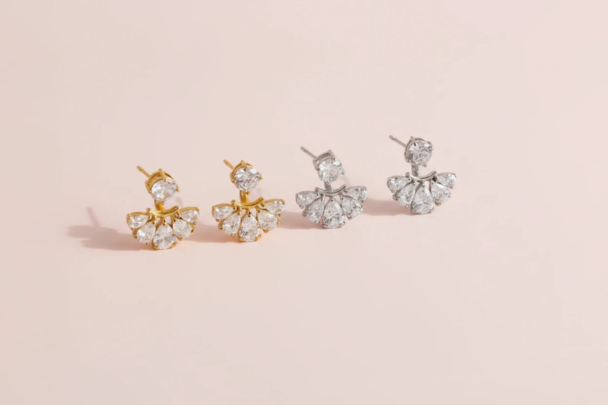 Zircon Flower Drop Earrings