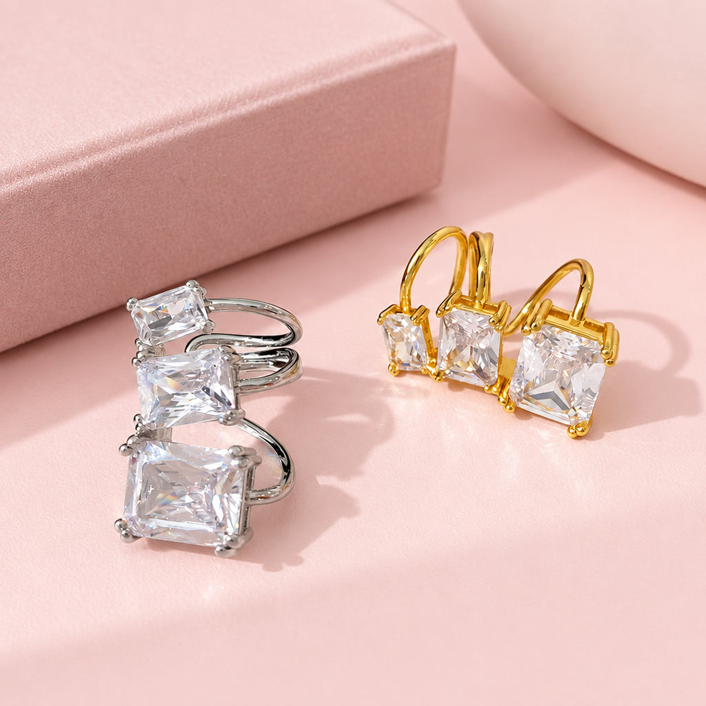 Geometric Zircon Ear Cuff