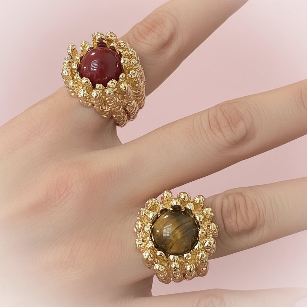 Baroque textured stone ring