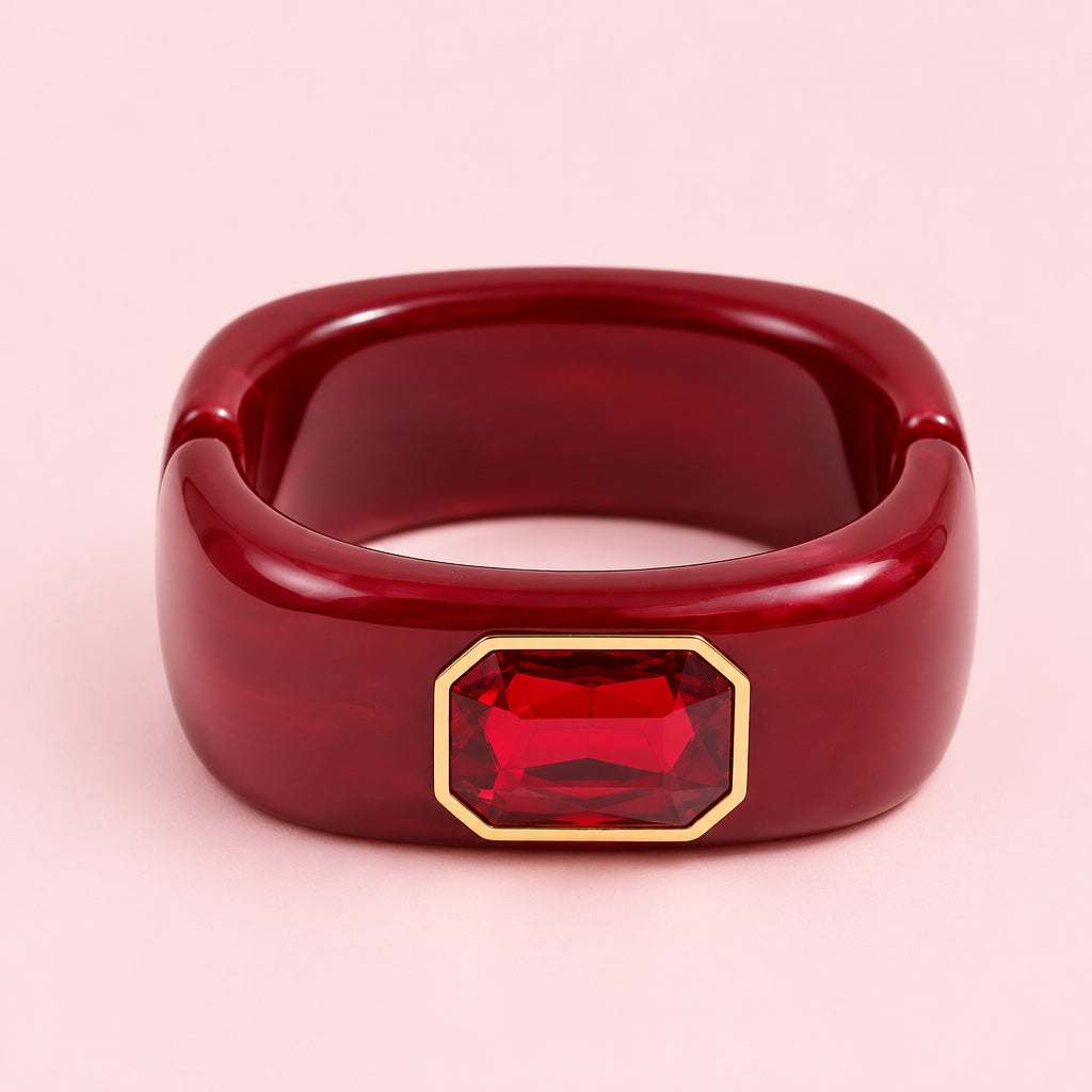 Bracciale rigido chunky con cristallo quadrato