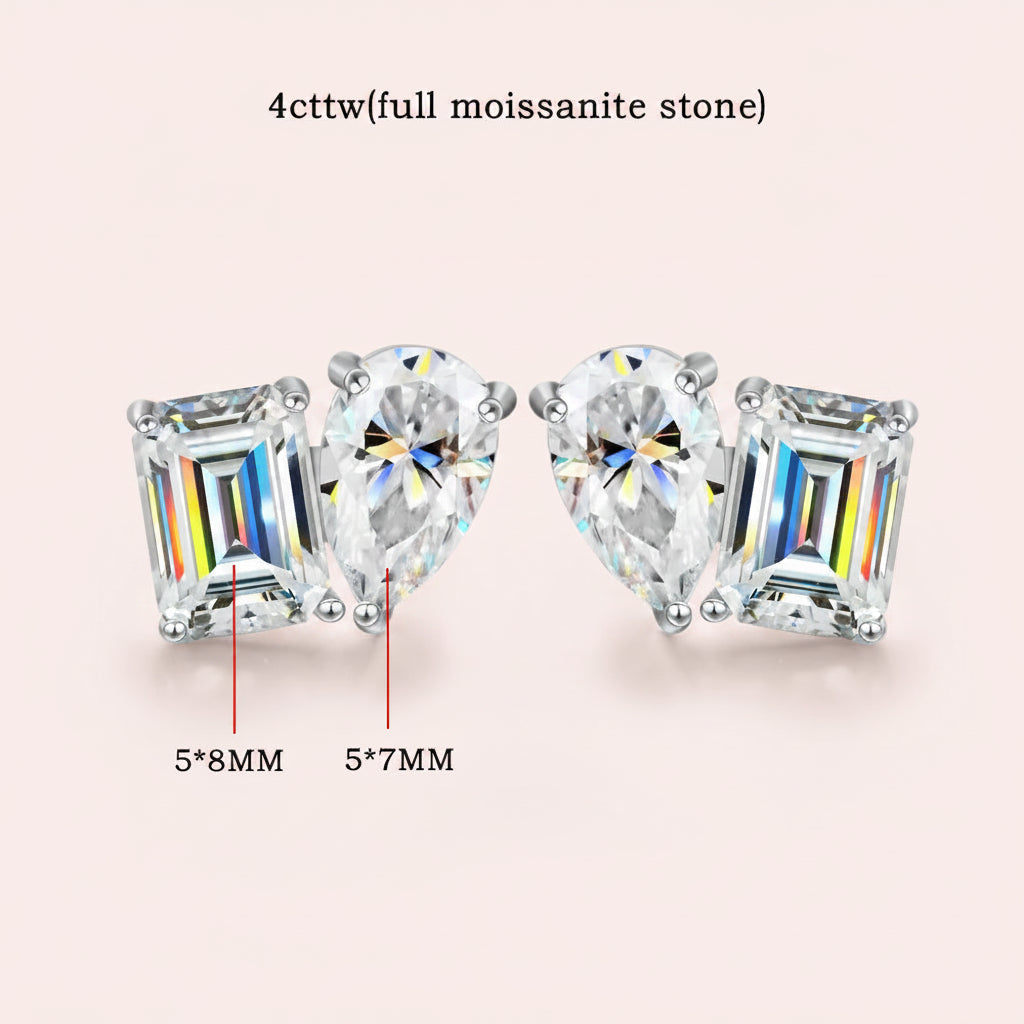 Pear & Emerald Cut Lab Diamond Earrings