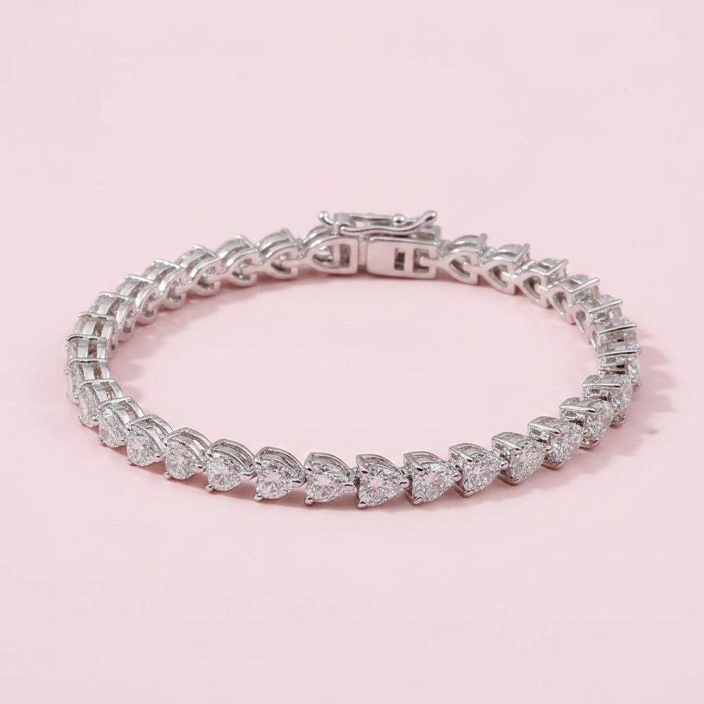 Heart Shape Tennis Bracelet Lab Diamond