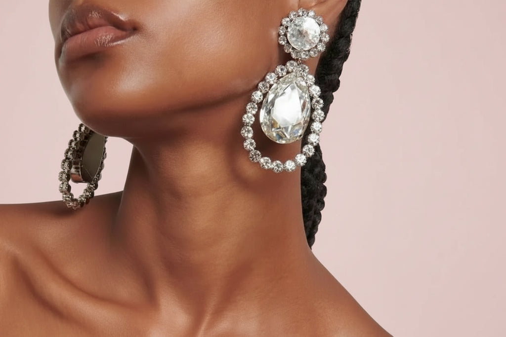 Rhinestone water drop dangle earrings