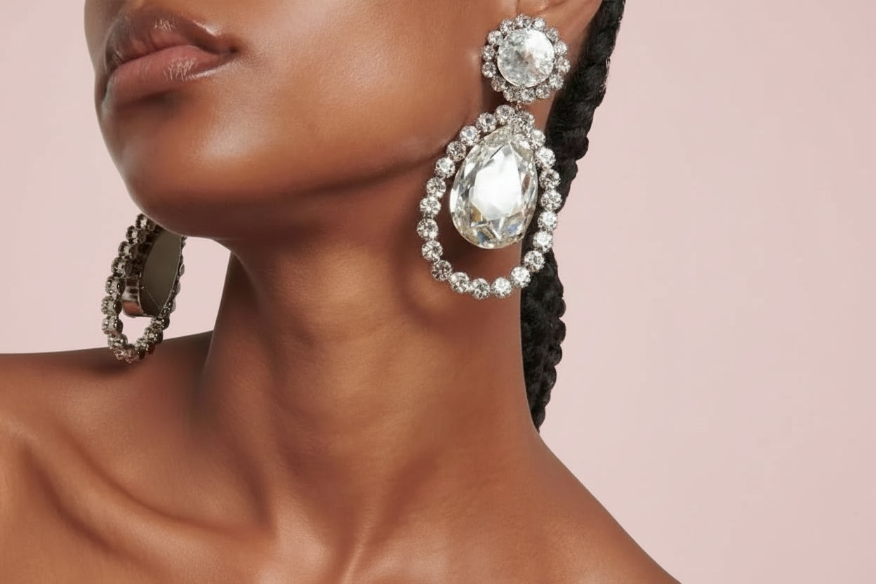 Rhinestone water drop dangle earrings