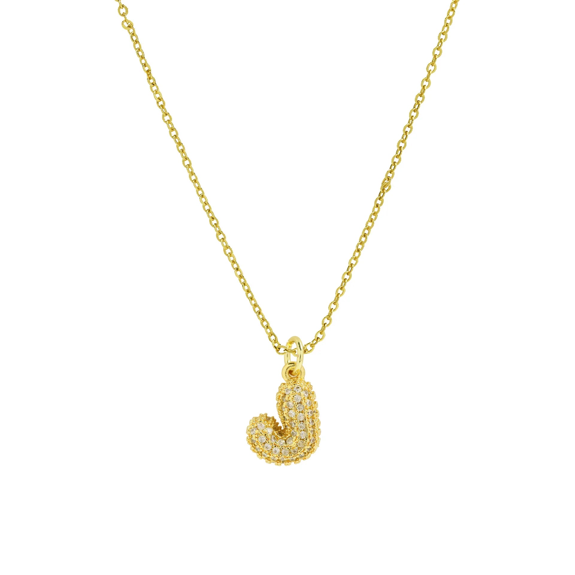 Zircon Initial Alphabet Pendant Necklace