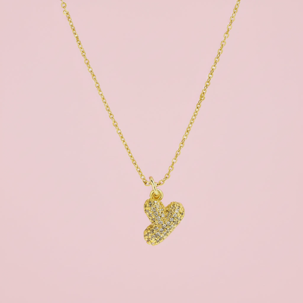 Zircon Initial Alphabet Pendant Necklace