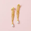 Fishbone Dangle Pearl Earrings