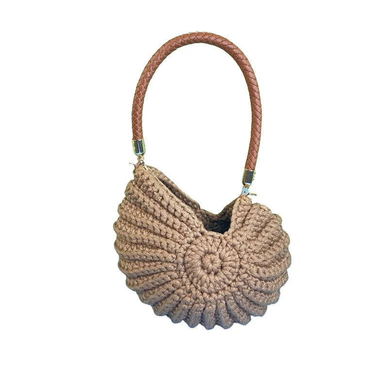 Woven Crochet Conch Shell Shape Bag