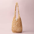Wooden Beaded Tote Bucket Shoulder Bag