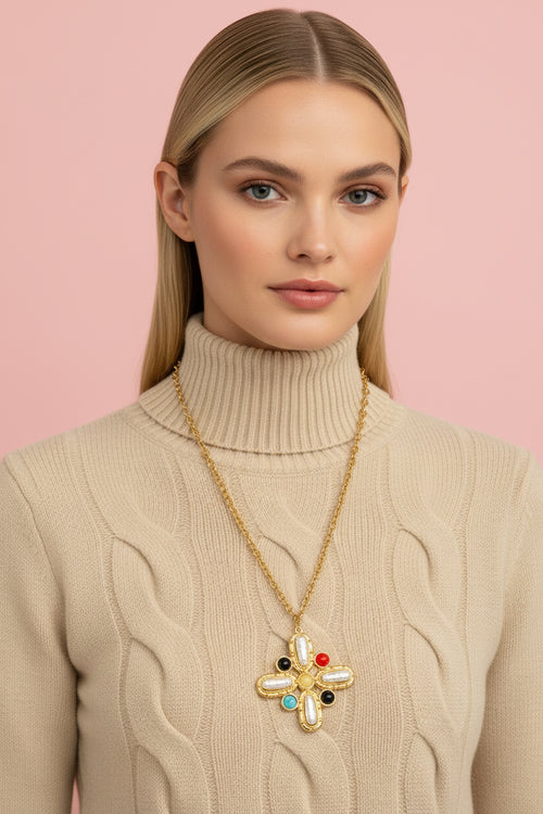 Baroque Pearls Cross Necklace