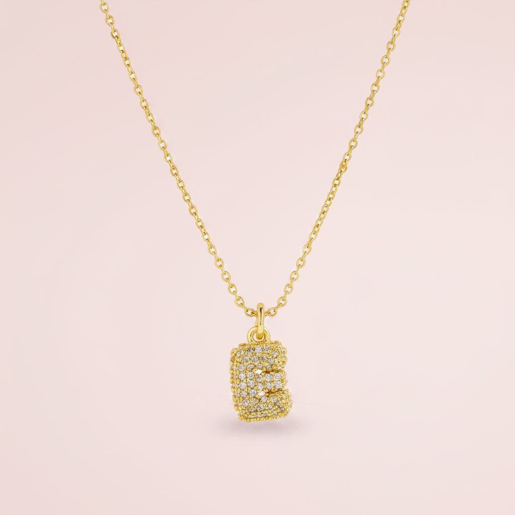 Zircon Initial Alphabet Pendant Necklace