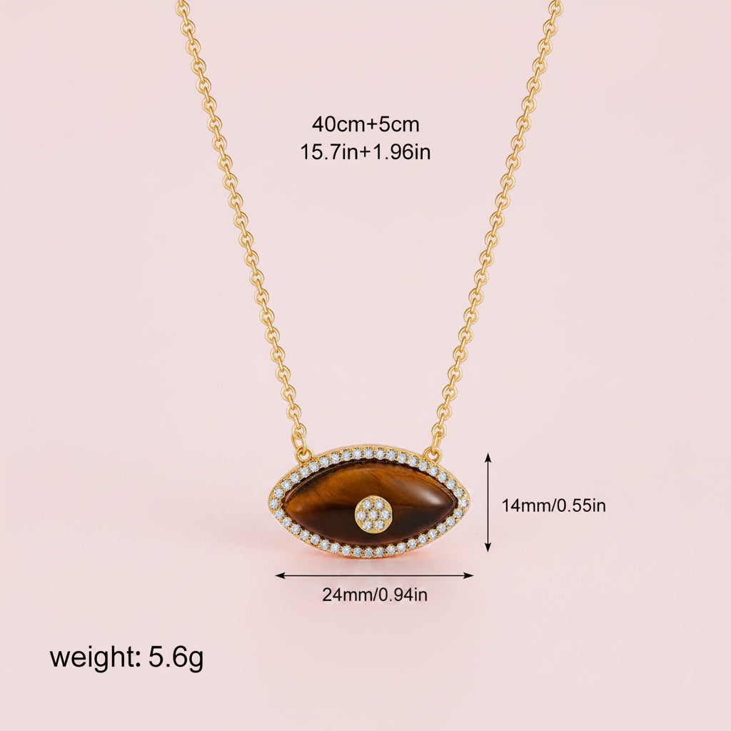 Opal Devil's Eye Zircon Pendant Necklace