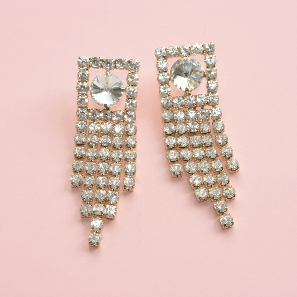 Rhinestone Tassel Dangle Earrings