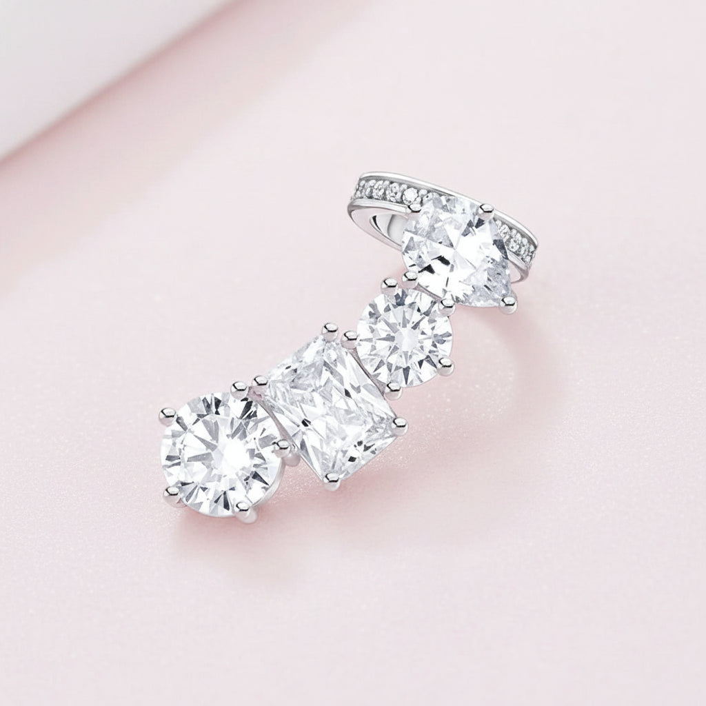 Single Ear Stud  White Zircon Cuff