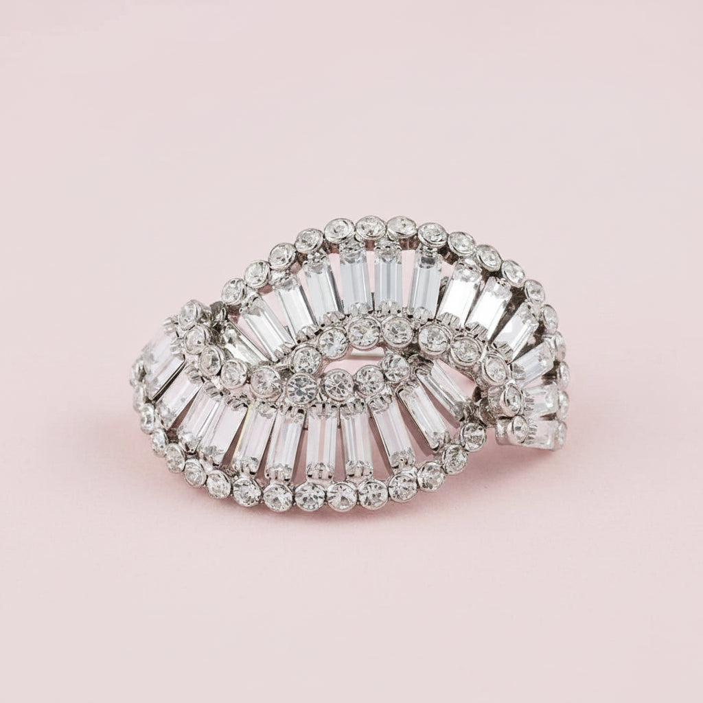 Curves Rhinestone Clip Earrings