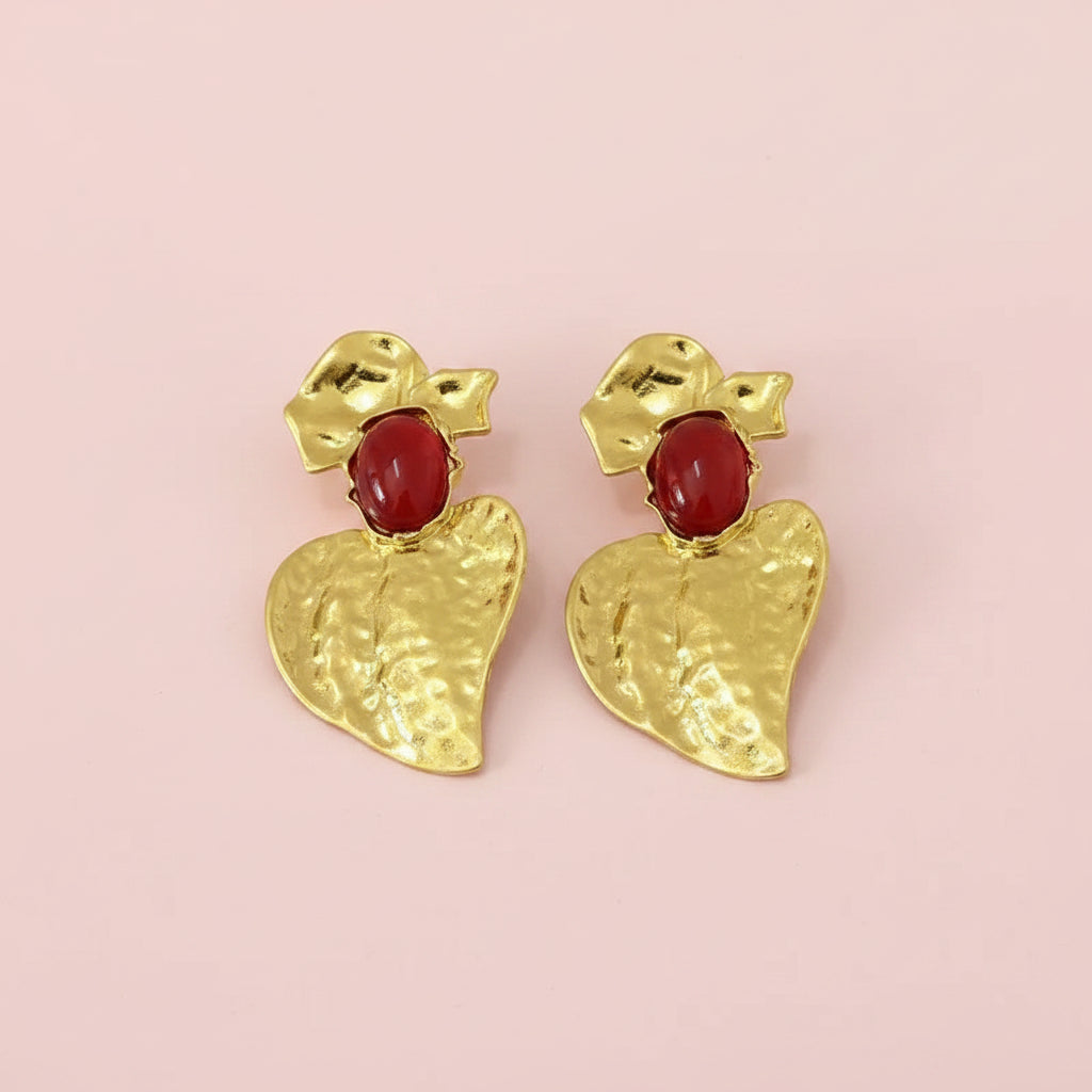Flower Leaf Stone Earrings
