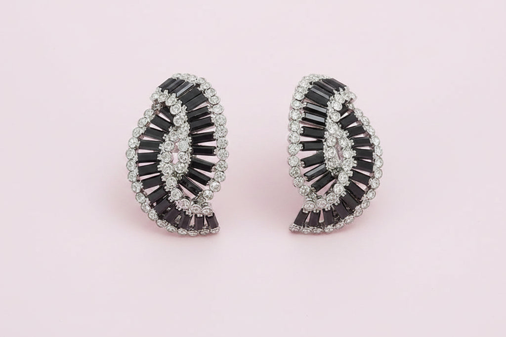 Curves Rhinestone Clip Earrings
