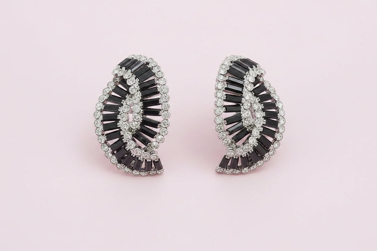 Curves Rhinestone Clip Earrings