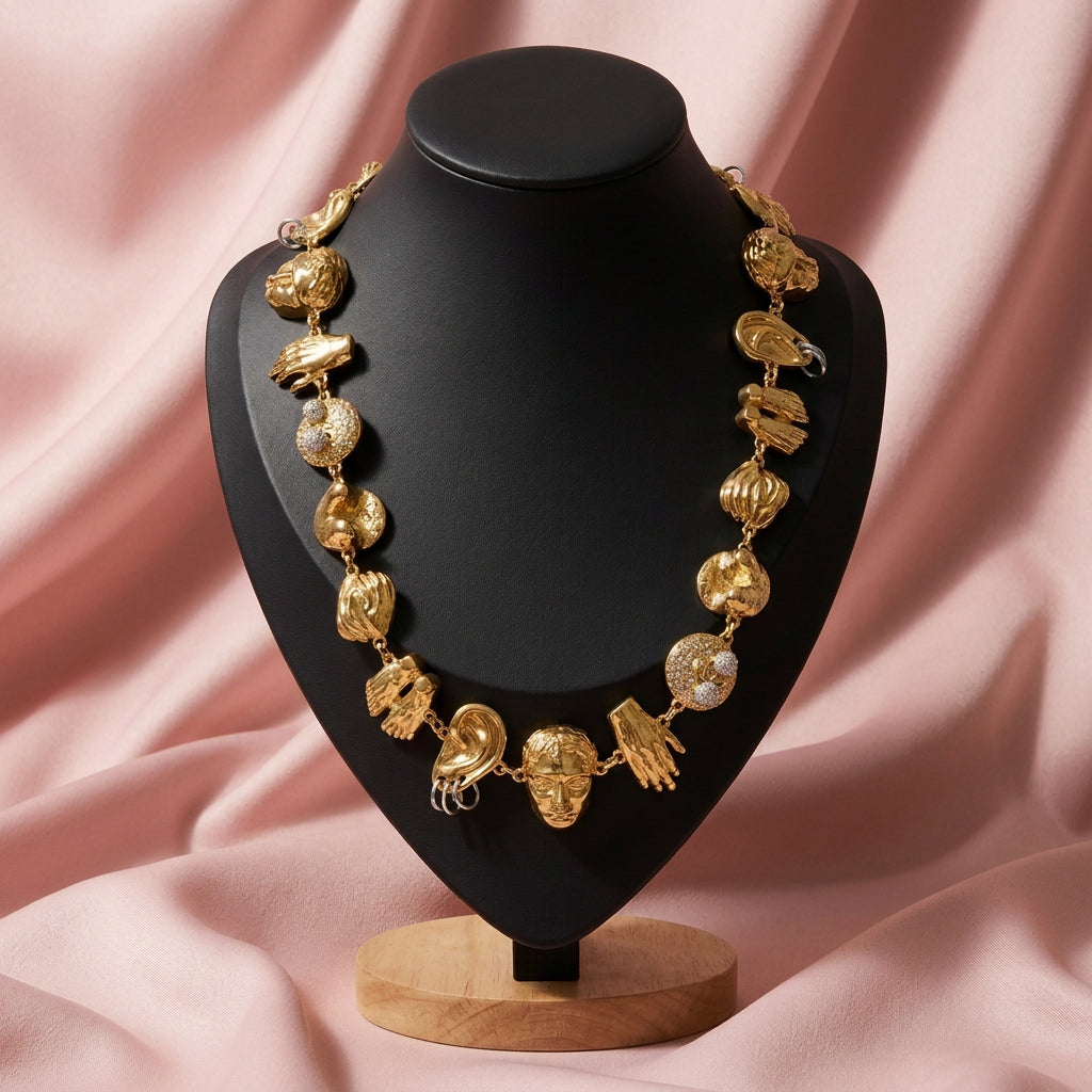 Surrealist Facial and Body Parts Necklace