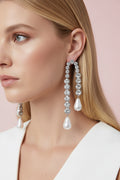 Rhinestone Pearl Dangle Earrings