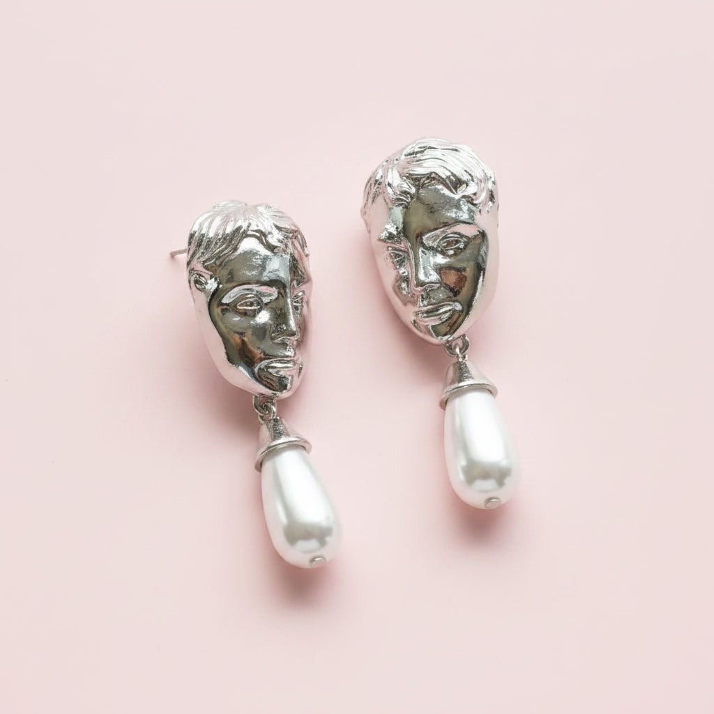Surrealist Face Baroque Earrings