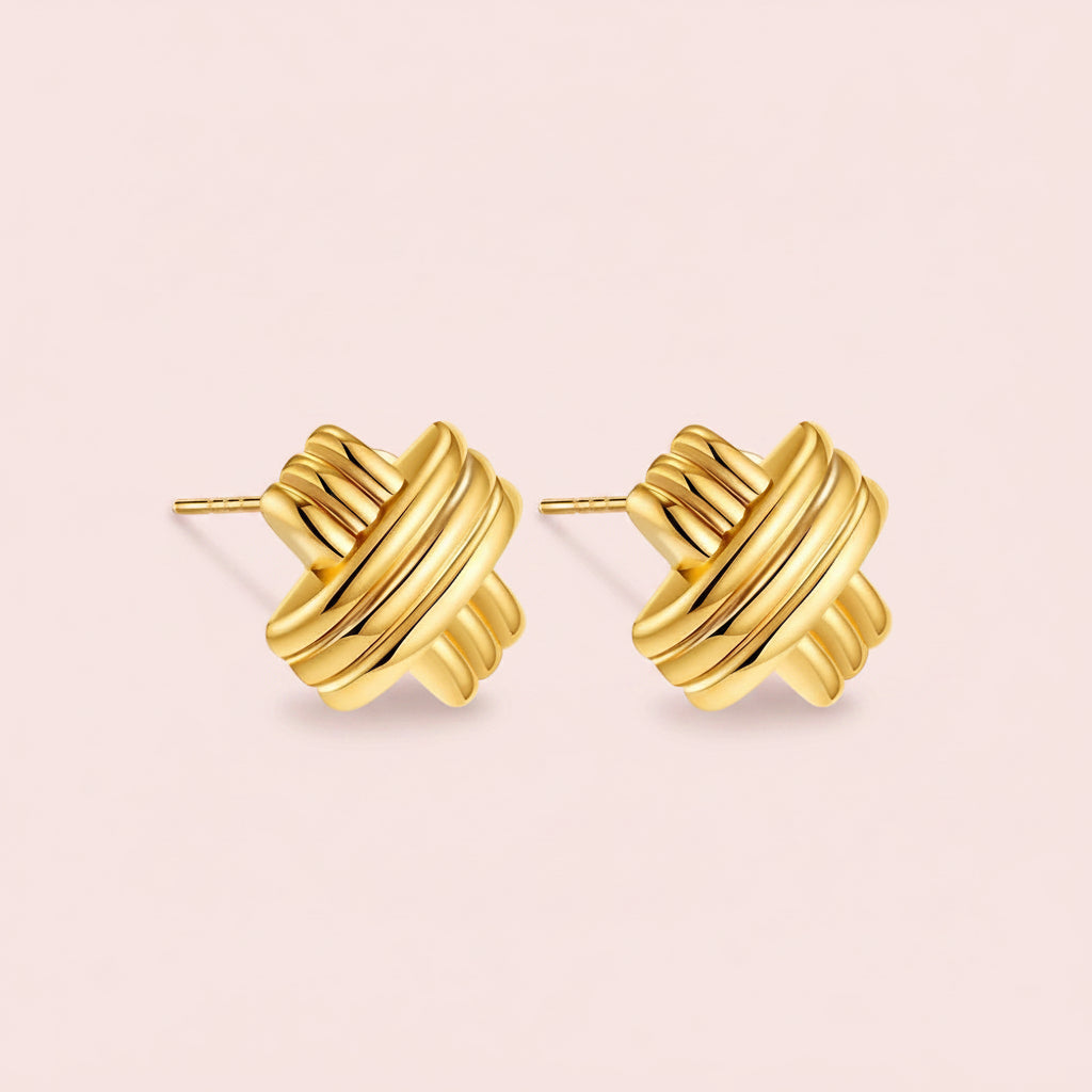 Striped Cross Earrings