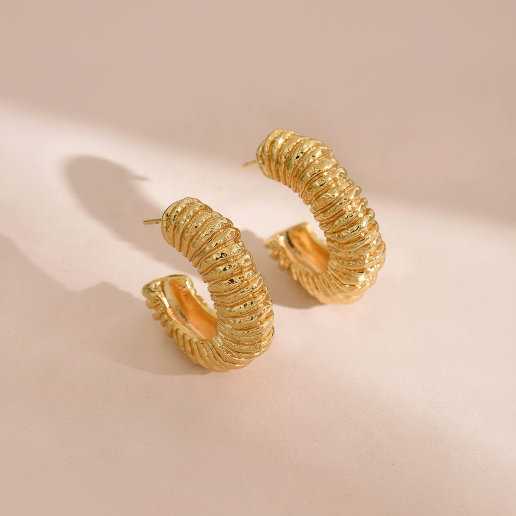 Statement Lava Textured Hoop Earrings