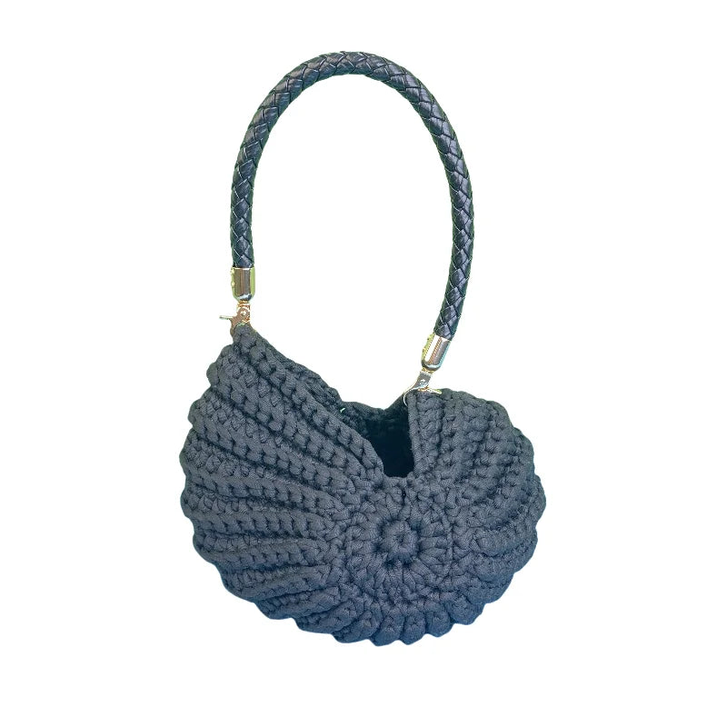 Woven Crochet Conch Shell Shape Bag