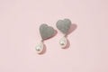 Rhinestone Heart Baroque Pearl Earrings