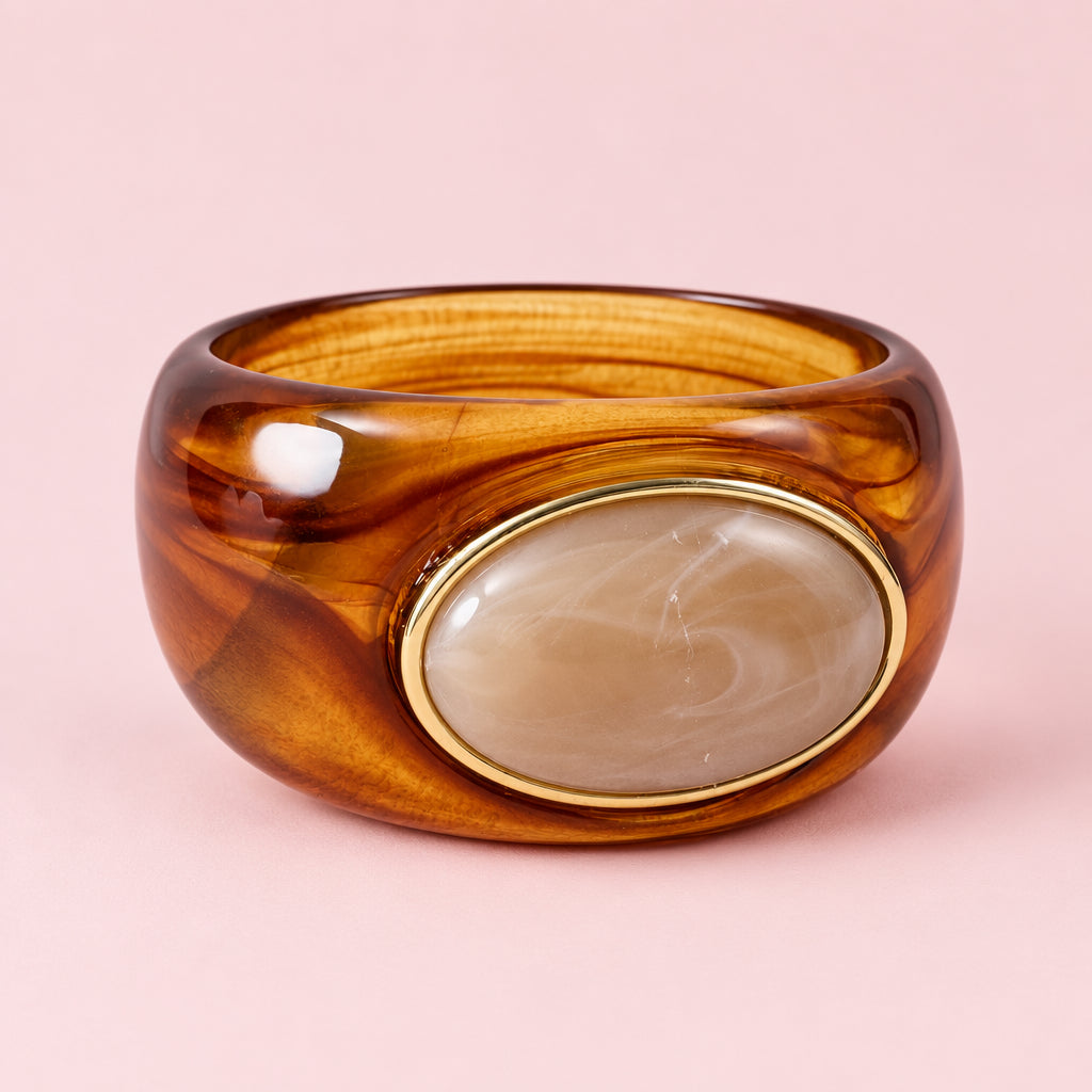 Bracciale rigido con pietra ovale