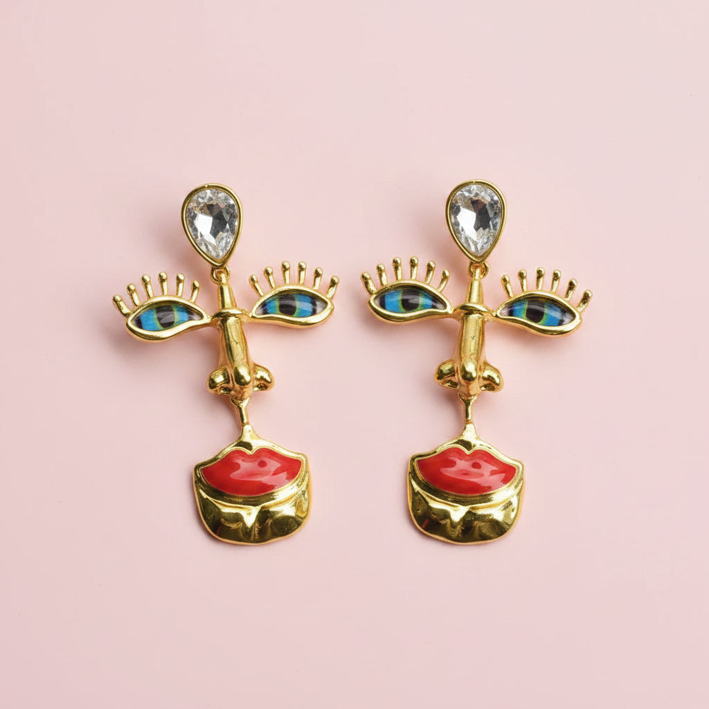 Surrealist Eyes  Lips Earrings