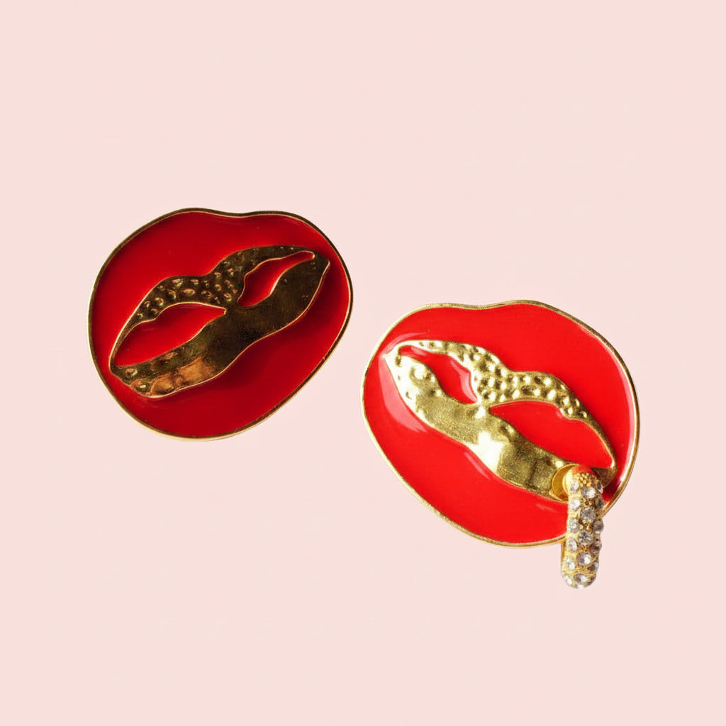Enamel Lips Pierce Earrings