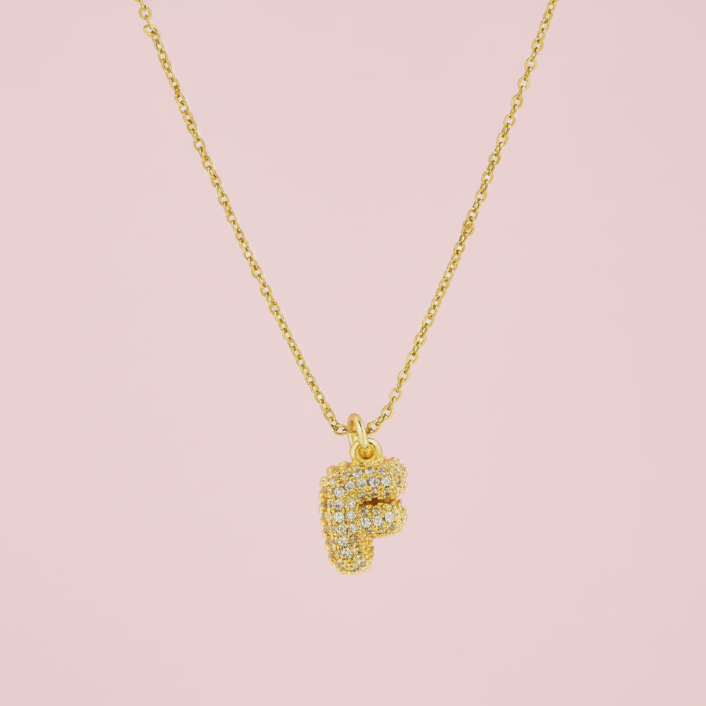 Zircon Initial Alphabet Pendant Necklace