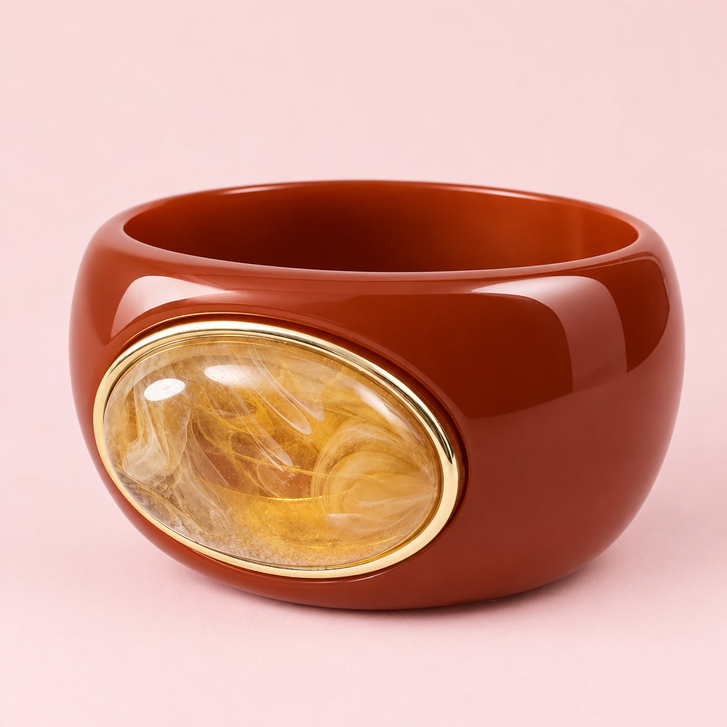 Bracciale rigido con pietra ovale