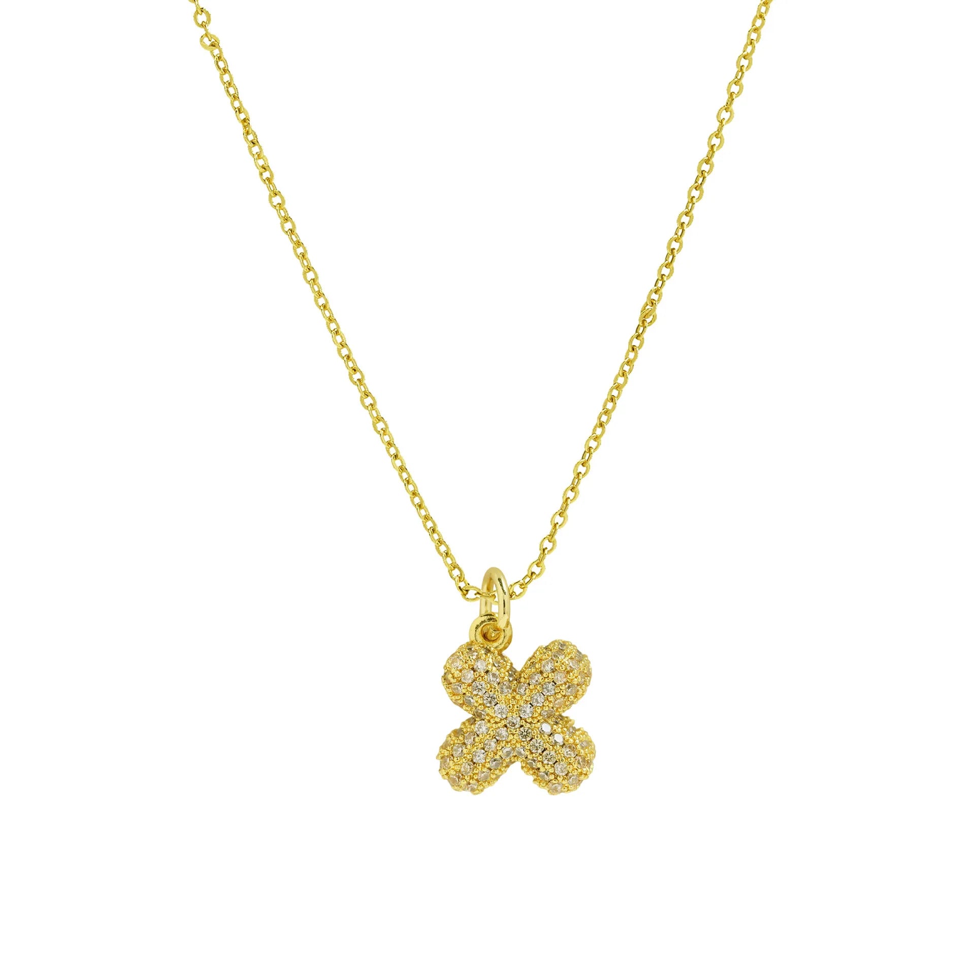 Zircon Initial Alphabet Pendant Necklace