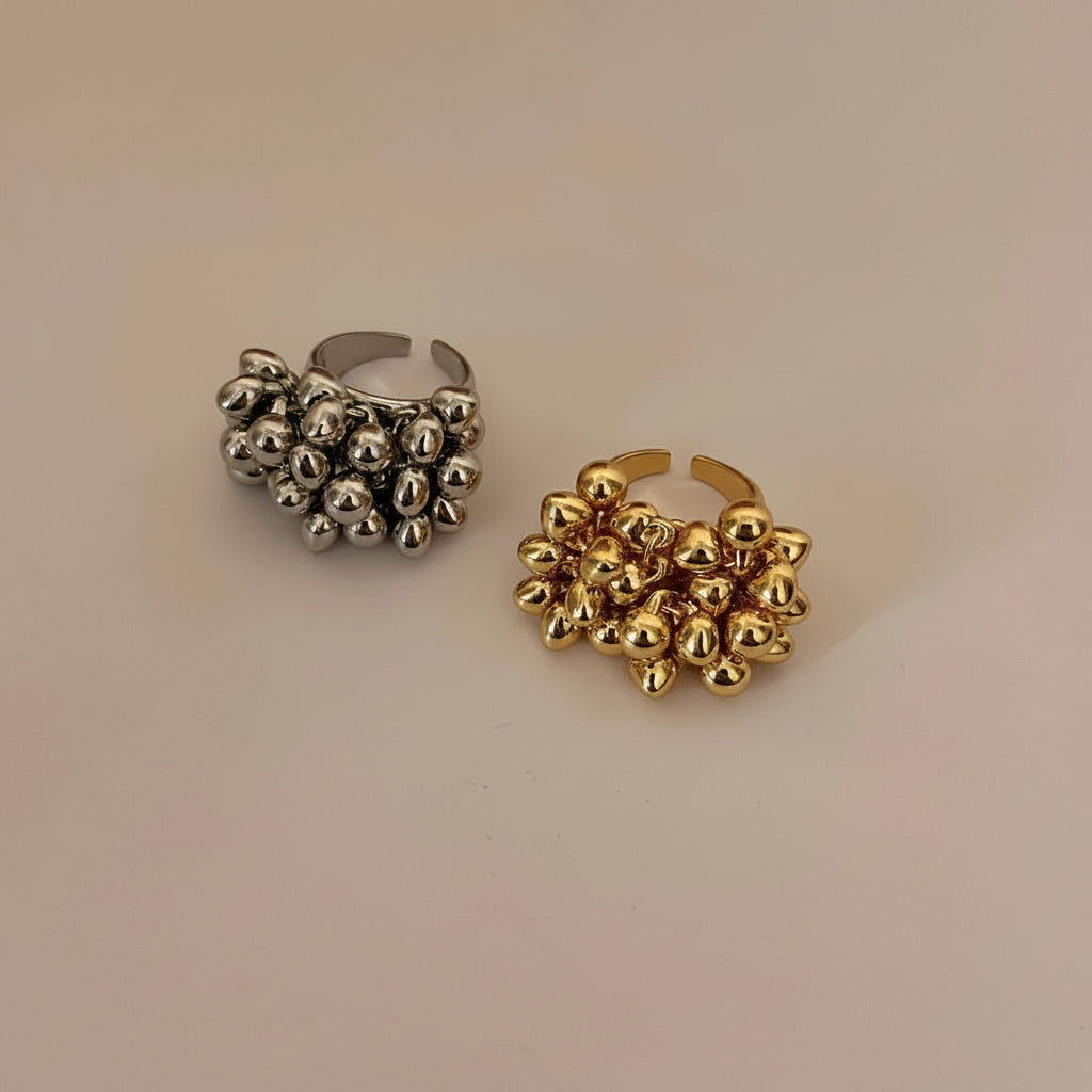 Metal Beads Ball Open Ring