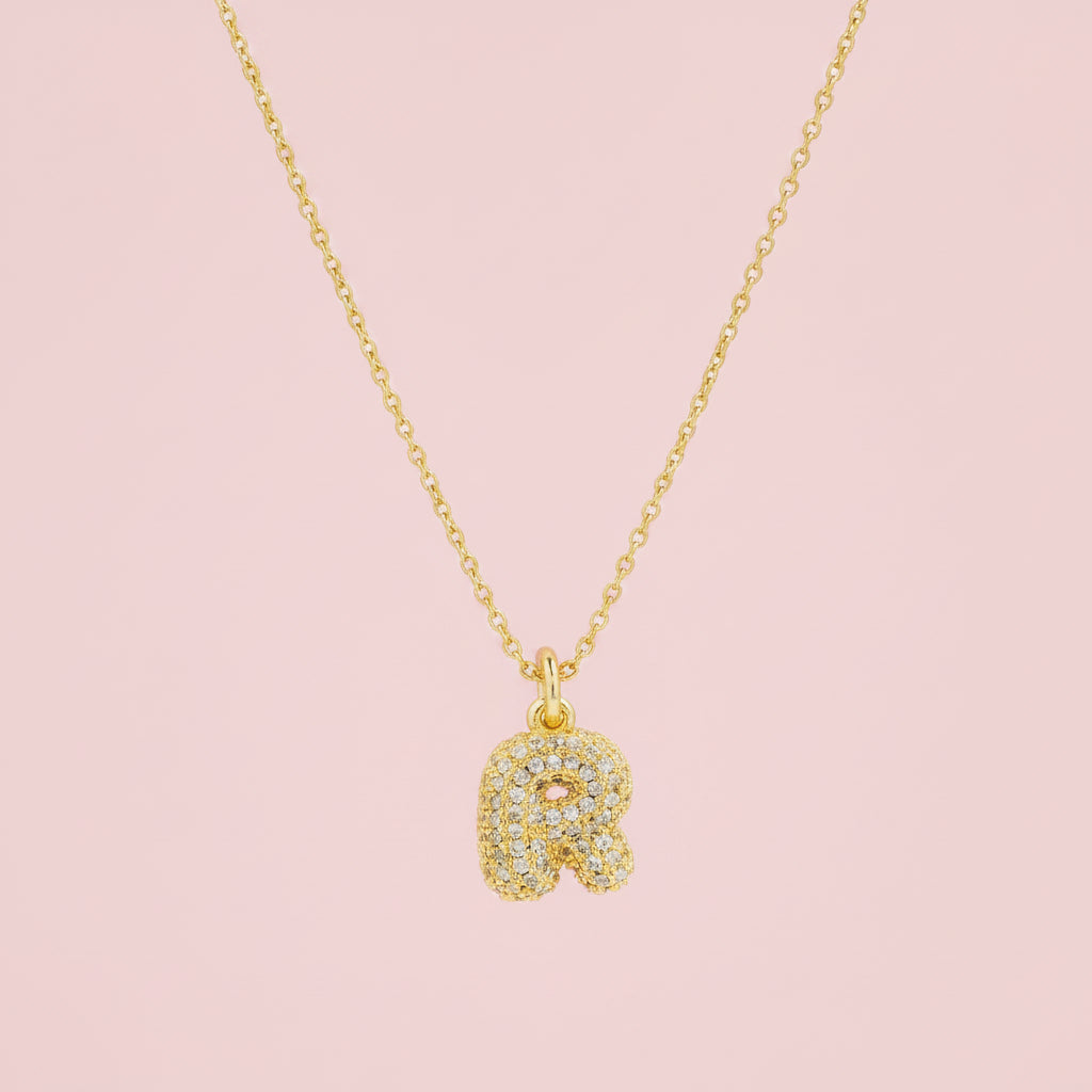 Zircon Initial Alphabet Pendant Necklace