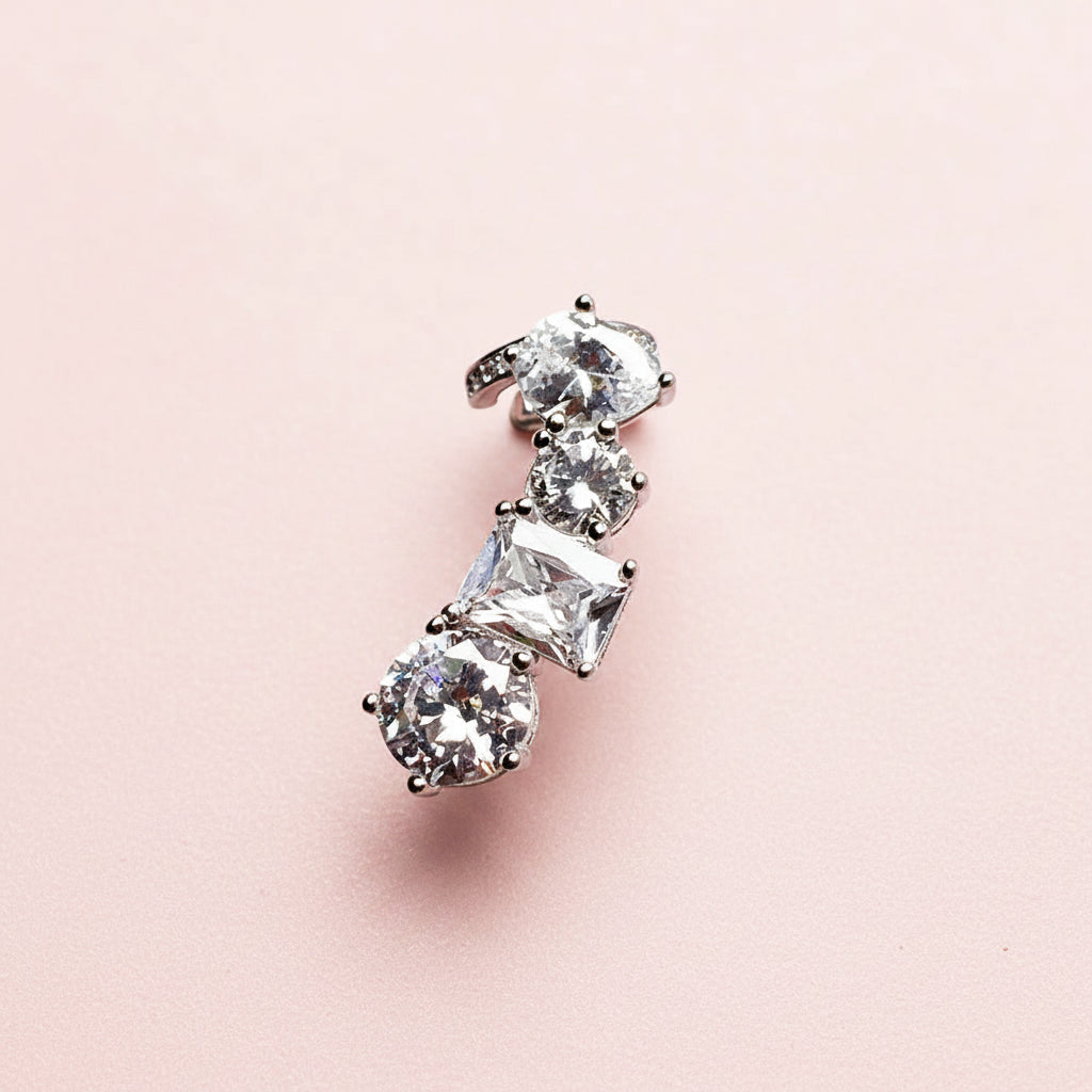 Single Ear Stud  White Zircon Cuff