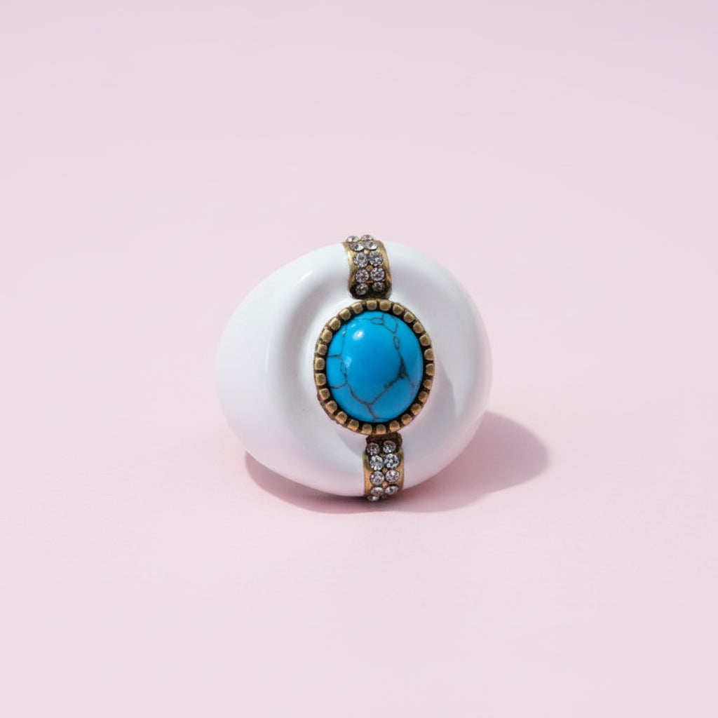 Turquoise Stone Enamel Ring